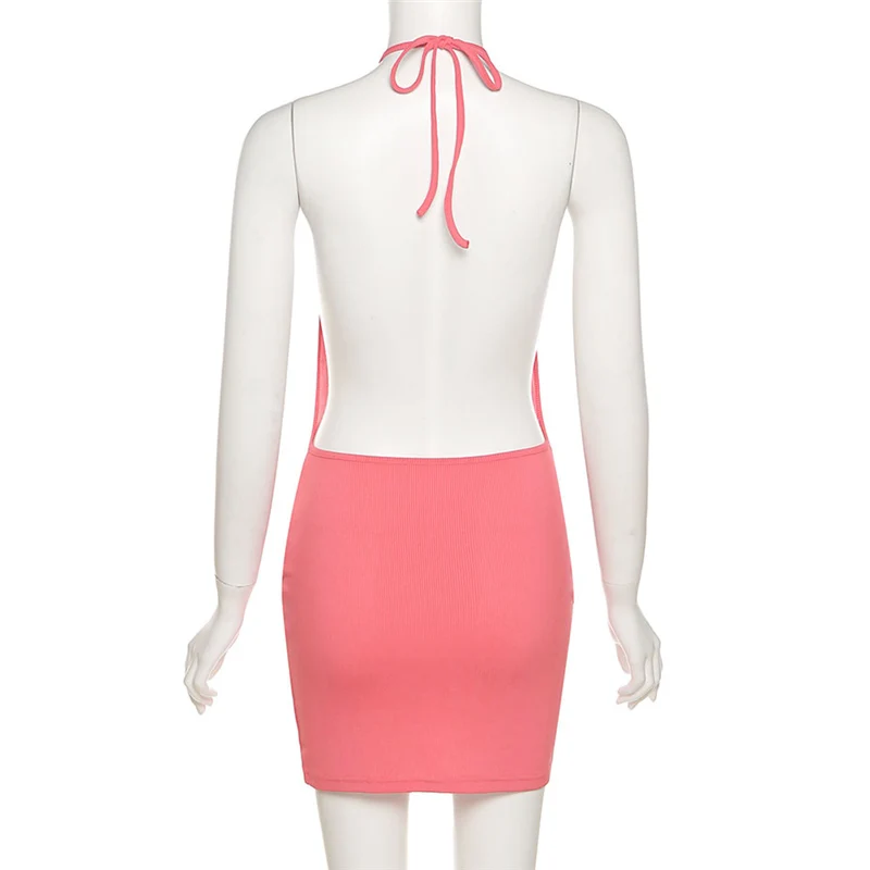 

Summer Fashion Trend Women's New Arrivals Halter Neck Exposed Backpack Hip Slim Inner Dress Sexy glamorous ladies dress