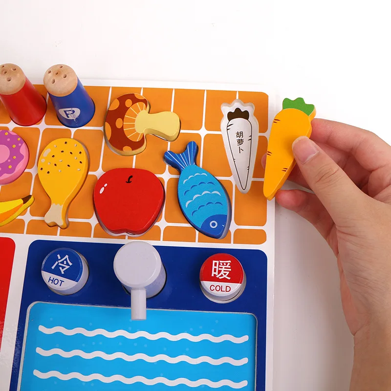 Деревянные игрушки для ролевых игр домик резки овощей рыбы готовки кухонные