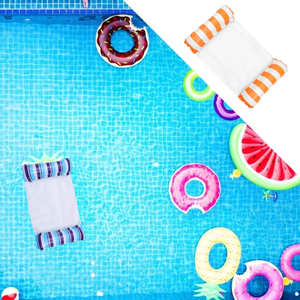 

2pcs Inflatable Floating Bed Swimming Floating Net Pad Portable Swimming Mat