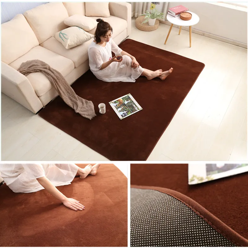 

PinkHigh quality short-haired coral velvet carpet bedroom floor mat living room cushion coffee table blanket rug Home Decoration
