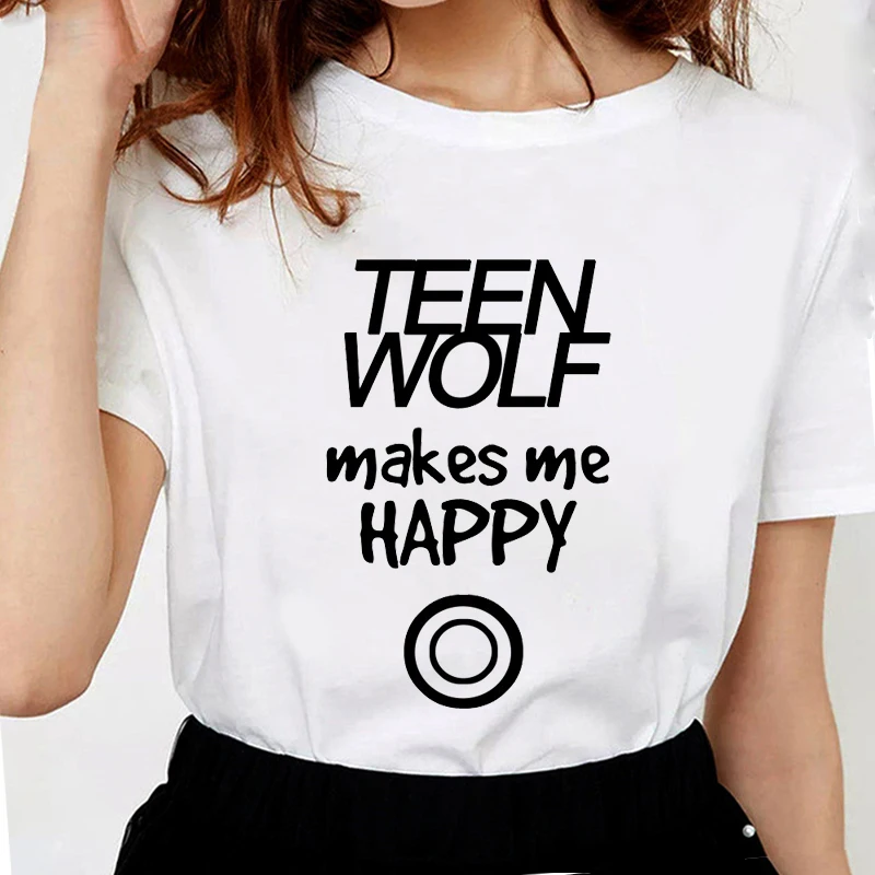 Женская футболка с надписью Wolf making Me Happy Повседневная белая из мягкого хлопка в