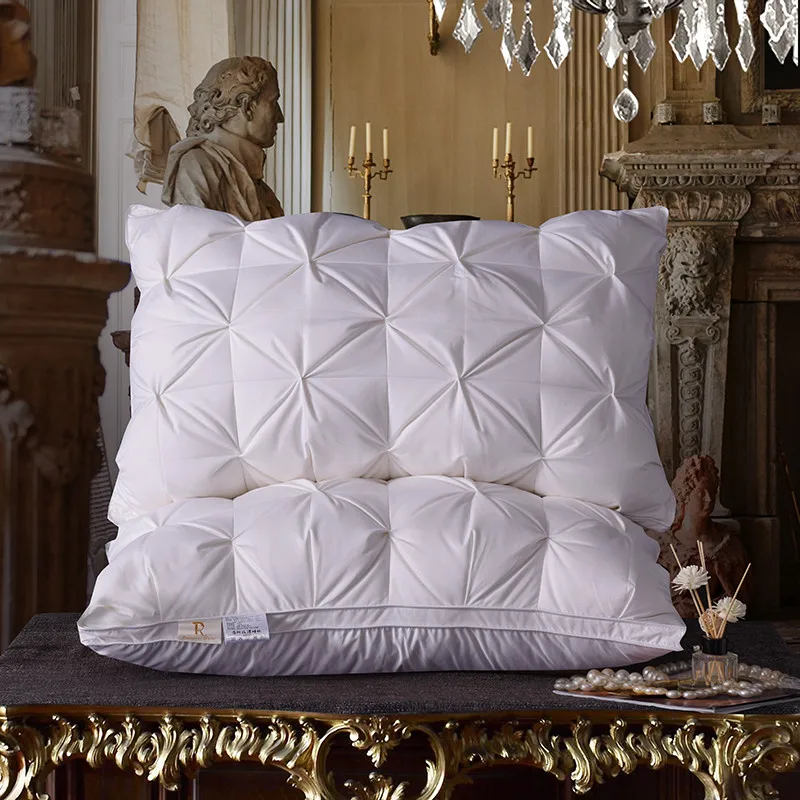 

Постельное белье с гусиным пером, подушка для защиты шеи, 100% хлопок, мягкий чехол для сна, подушка для отеля, стандартная пуховая атласная По...