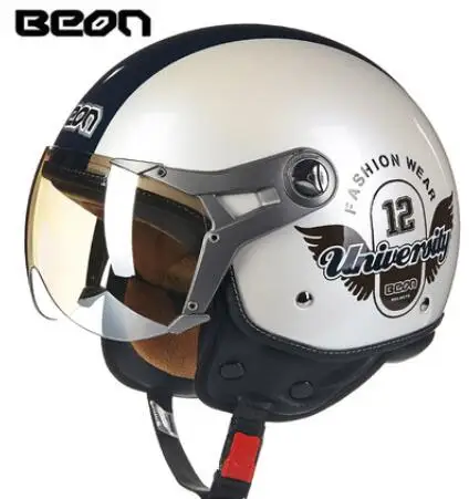BEON для мужчин и женщин мотоциклетный шлем Chopper 3/4, винтажный шлем с открытым лицом, мотоциклетный шлем Casco Capacete, мотоциклетный шлем - Цвет: 110B-019