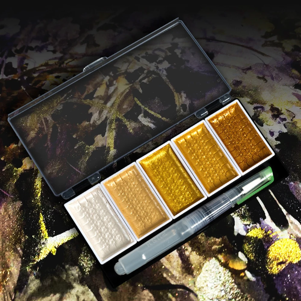 5/8 цветные перламутровые аквапигментные твердые металлические аквакраски с