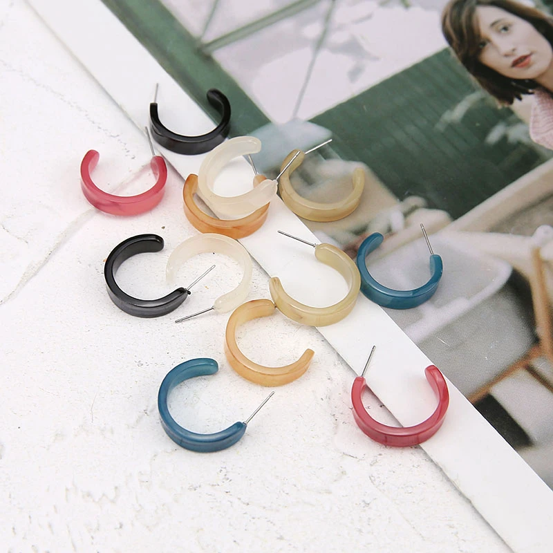 6 шт. новые модные женские серьги гвоздики массивные элегантные из ацетата с