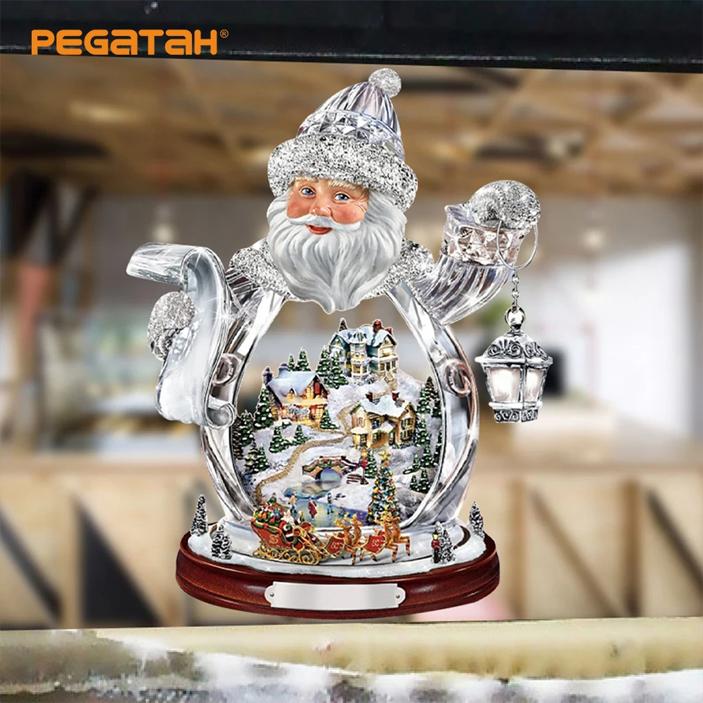 

Christmas Tree Rotating Sculpture Train Decorations Paste Window Paste Stickers Christmas Decorations Winter Home Decor 20x30cm