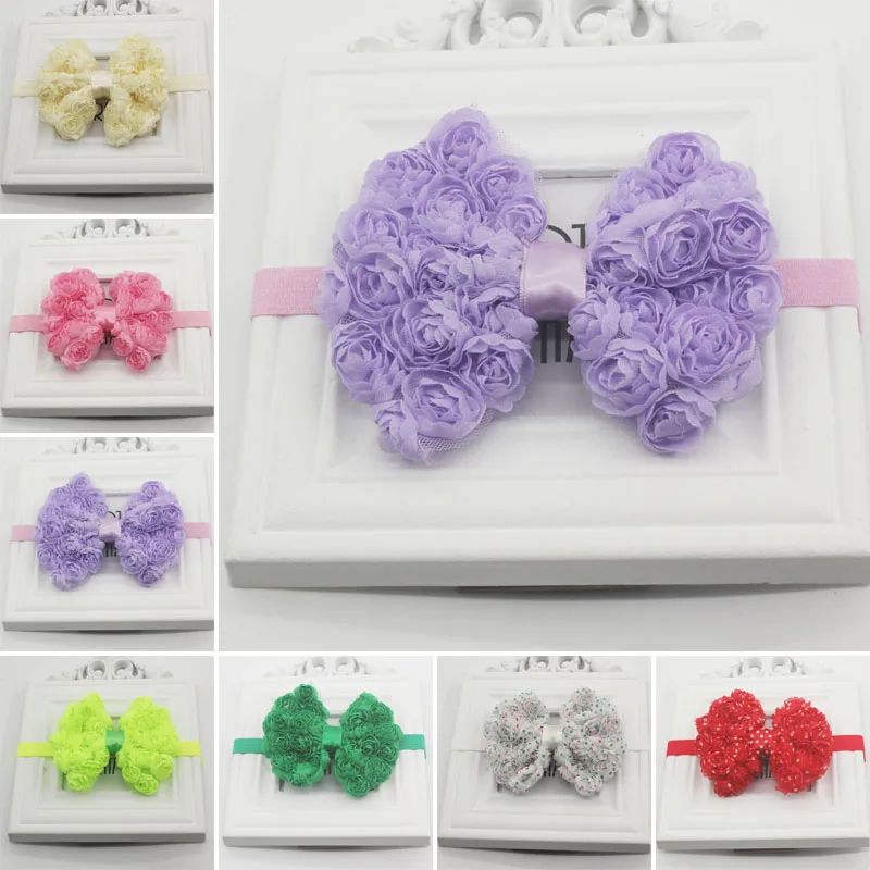 Шифоновая розетка с бантом для девочек эластичный головной убор новорожденных