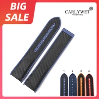 carlywet 20 22mm top quality red hot sell rubber silicone with nylon replacement watch band strap for omega planet ocean 45 42mm