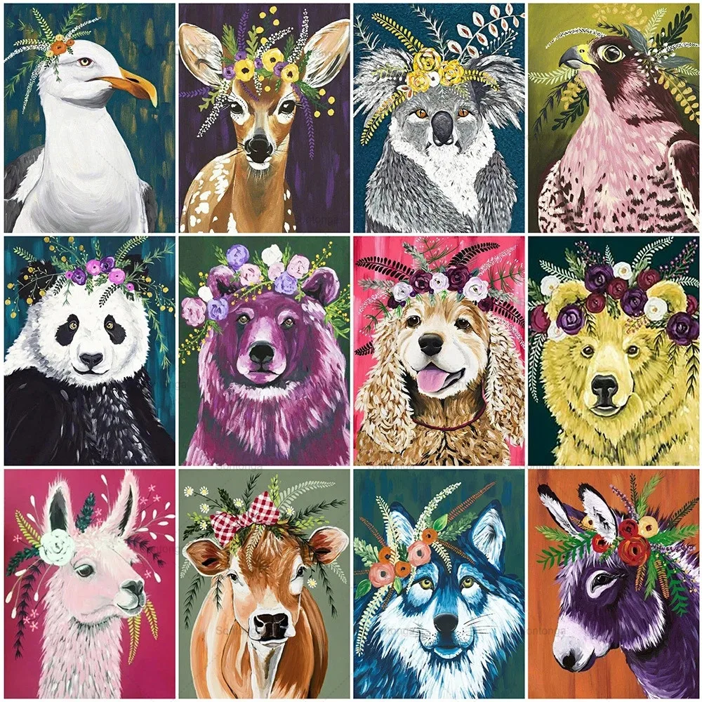 

Sontonga Animal Padna Diamond Painting Accessories Graffiti Dog Art Paint Diy Full Drills 5D Jewel Cross Stitch Painting Mosaic