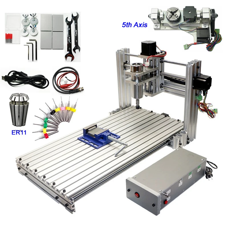 

400W 5 Axis USB CNC Router 6030 Wood Engraving Cutting Machine with Drill Bits and ER11 Chuck