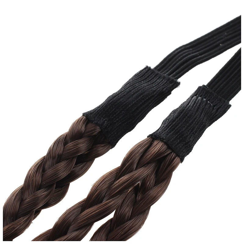 

Bohemian Double Hair Braid Plait Headband - Coffee