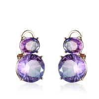 new fashion purple gemstone pendant earrings fashion ladies round oval jewelry accessories