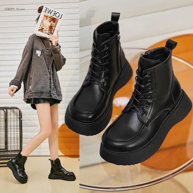 

Thick-soled Martin Boots Women 2022 Winter Fashion New British Style Plus Velvet Warm and Comfortable Short Boots for Women