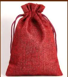 Красный Льняной мешок Hessian мешковины конфет Организатор Шнурок Мешок свадебный сувенир джутовые подарочные сумки - Цвет: Красный