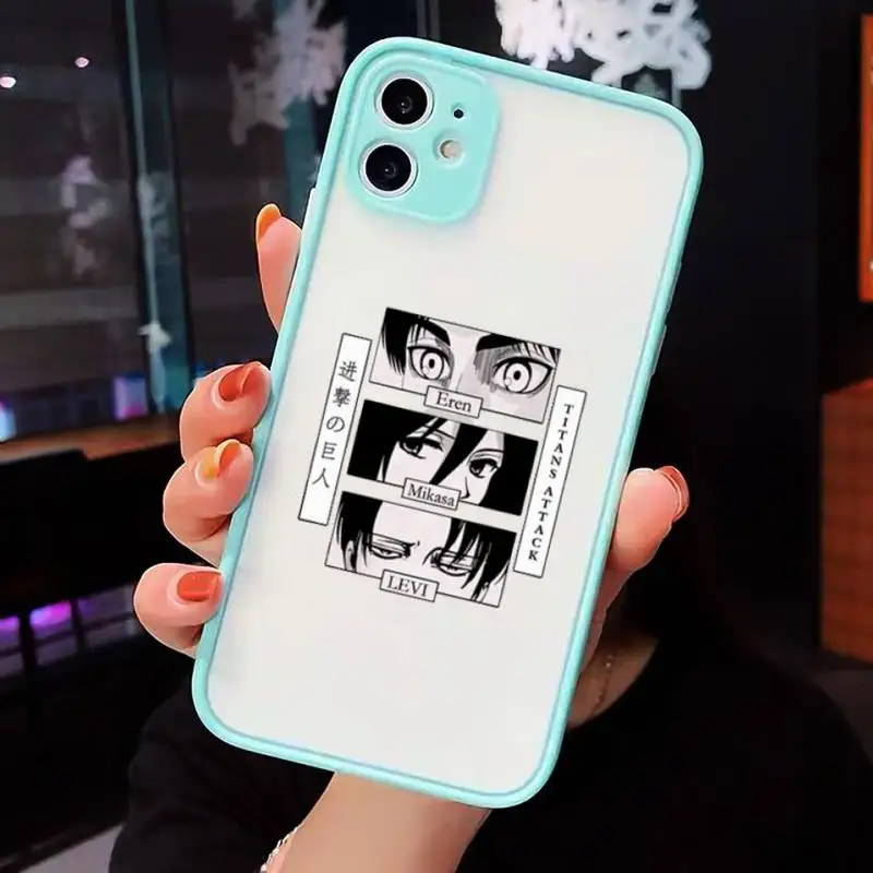 

Japan Anime Attack On Titan Phone Case matte transparent For iphone 7 8 11 12 plus mini x xs xr pro max cover