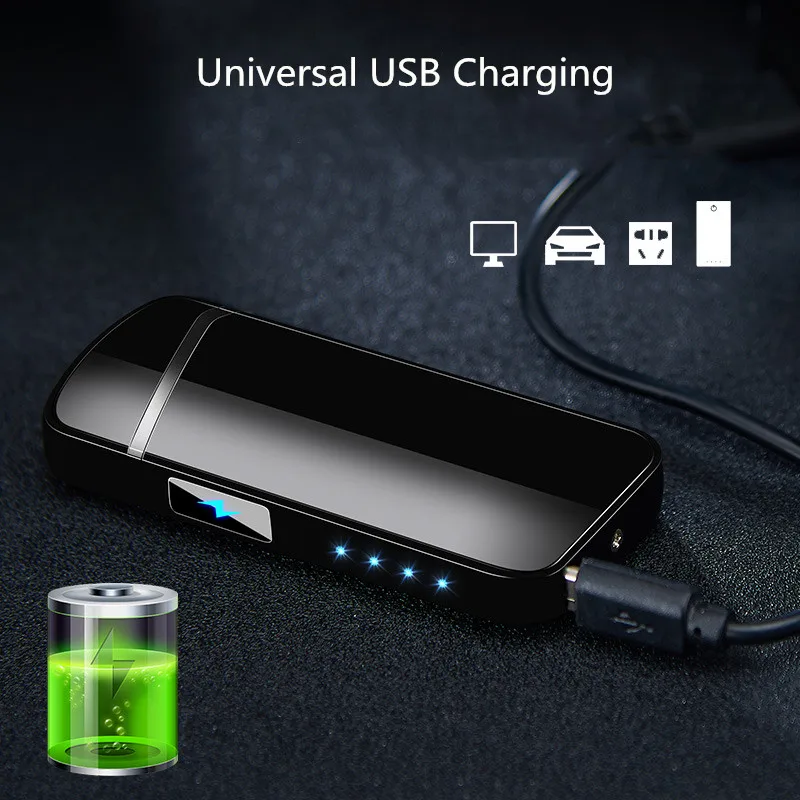 Ветрозащитная сенсорная зажигалка с USB-зарядкой Индукционная двойной дугой