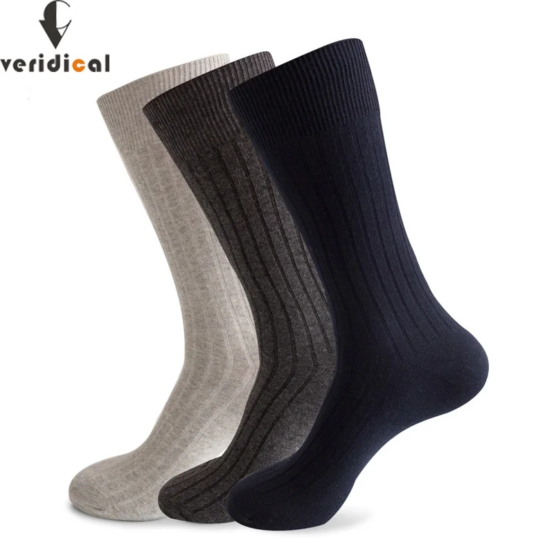 Veridical Large Size Men Socks Cotton Long Business Harajuku Socks 5 Pairs/Lot Winter Solid Gentleman Sox Sokken Fit Eu 42-48