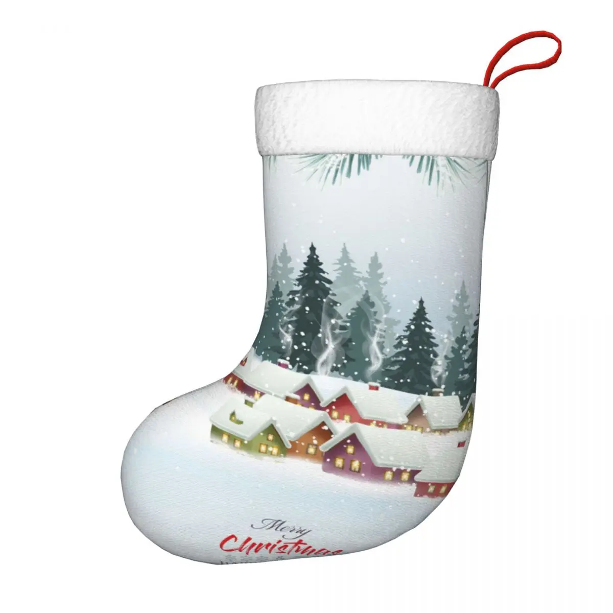 

Рождественские чулки, носки, Рождественская деревня и елки, Подарочный пакет для конфет на Рождество, украшение для рождественской елки