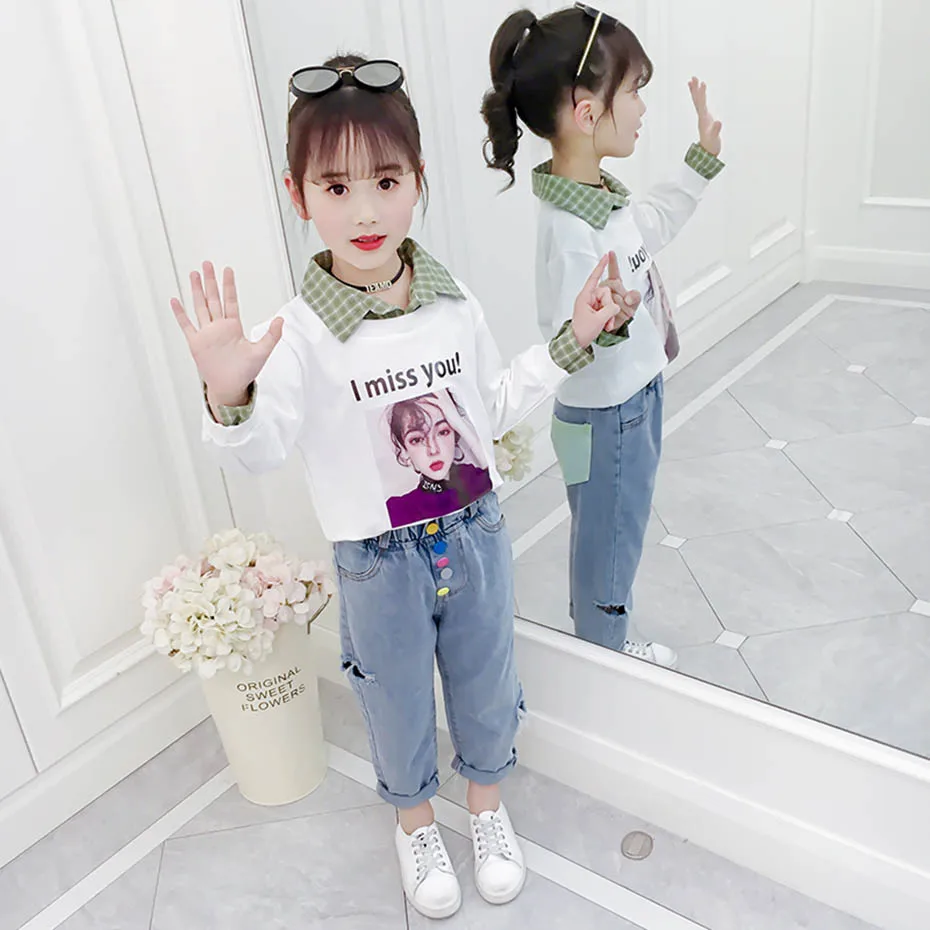 Джинсы для девочек цветные детские джинсы с накладными карманами детская