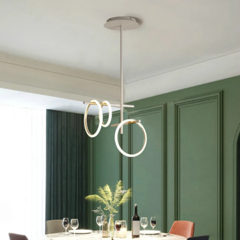 

Magnetic ring net red chandelier Nordic style creative personality minimalist light luxury bedroom living room dining room lamp