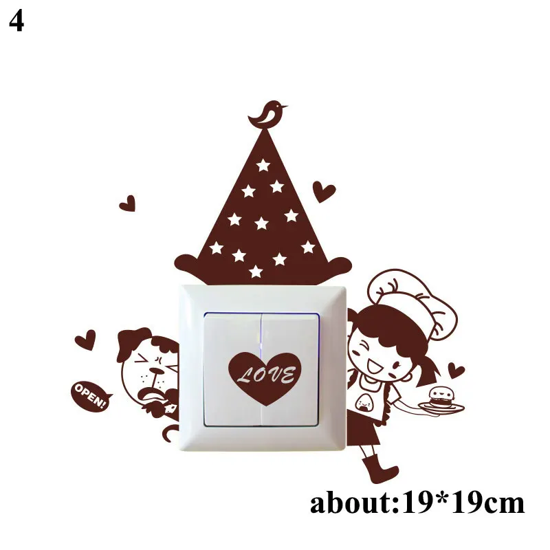 

Warmly Decorated Wall Stickers Bathroom Bedroom DIY Kitchen Light Switch Sticker Home Decor PVC Wallpaper Cute Cook Waterproof