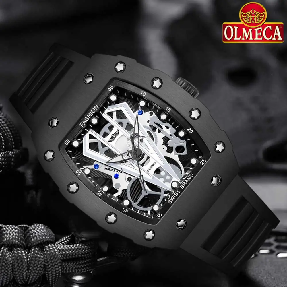 Olmeca Топ люксовый бренд Скелетон военные спортивные водонепроницаемые