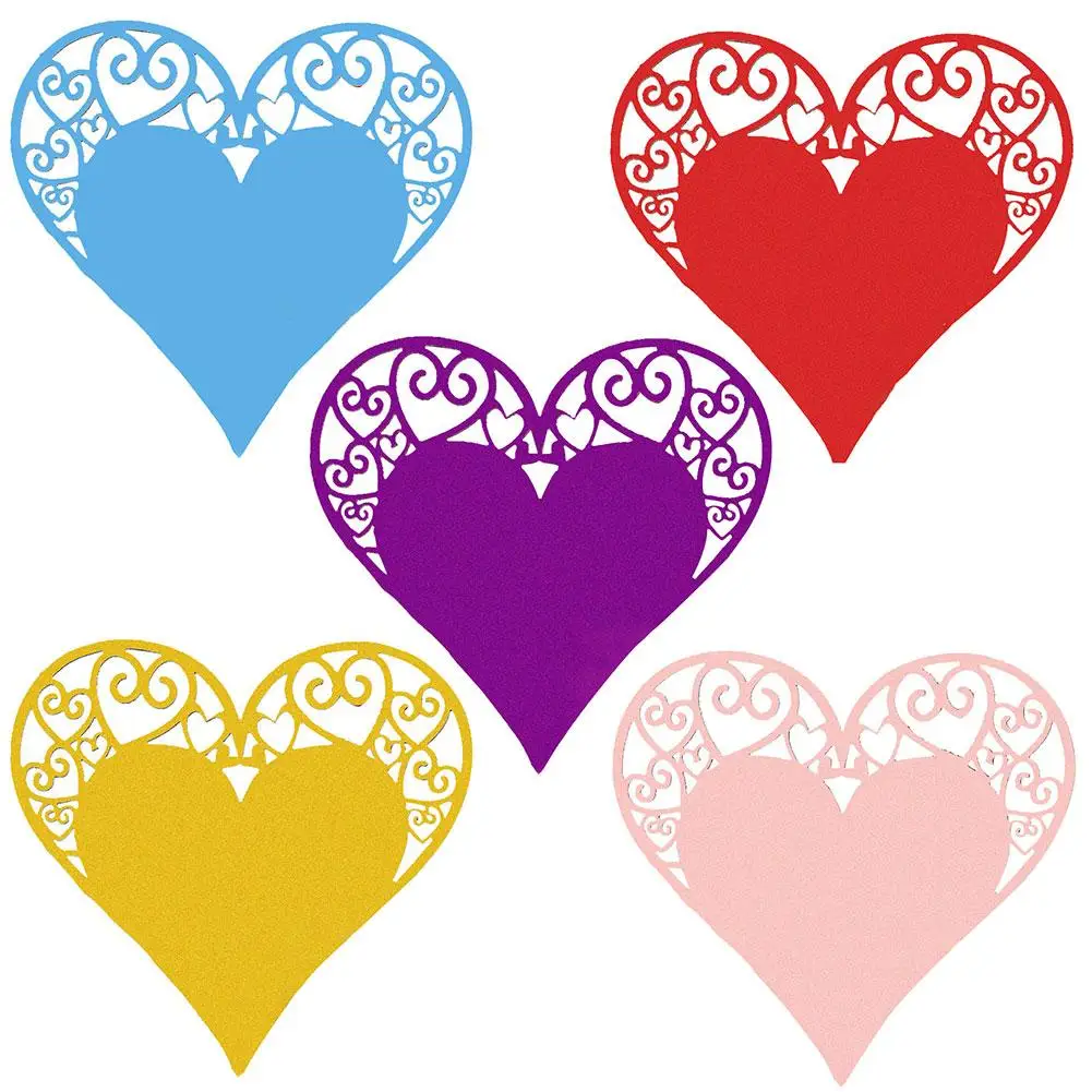 Горячие 50 шт бумажные именные карточки полые в форме сердца бокал для вина