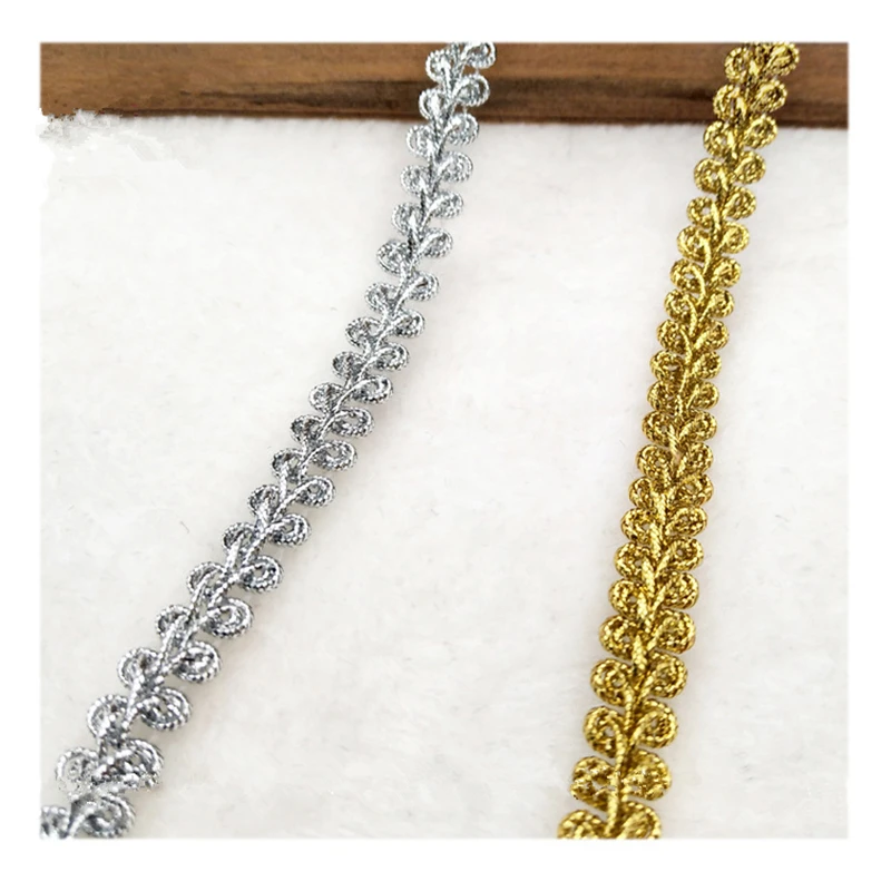 

1yard 1cm Trim manual Sewing Lace Gold Silver Centipede Braided Lace Ribbon Home Party Decoration DIY Clothes Curve Seing Lace