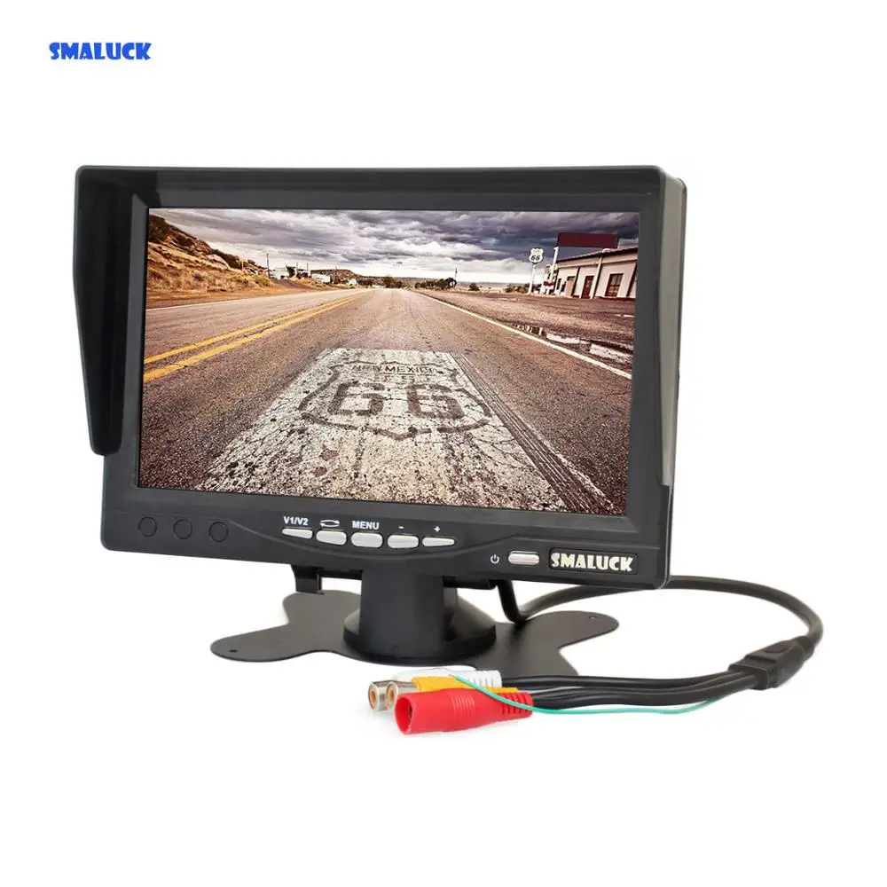 SMALUCK 7 inch TFT LCD Car Monitor Display Reverse Rear View Screen AV Input Remote Control With Sun Shade | Автомобили и