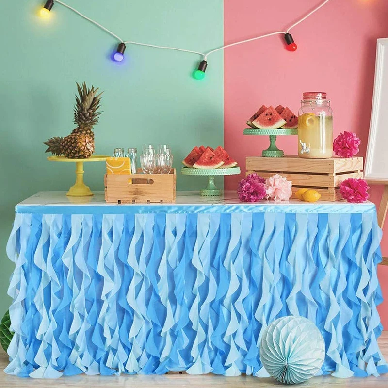 Смешанная синяя юбка для стола плиссированная прямоугольная или круглая из ивы