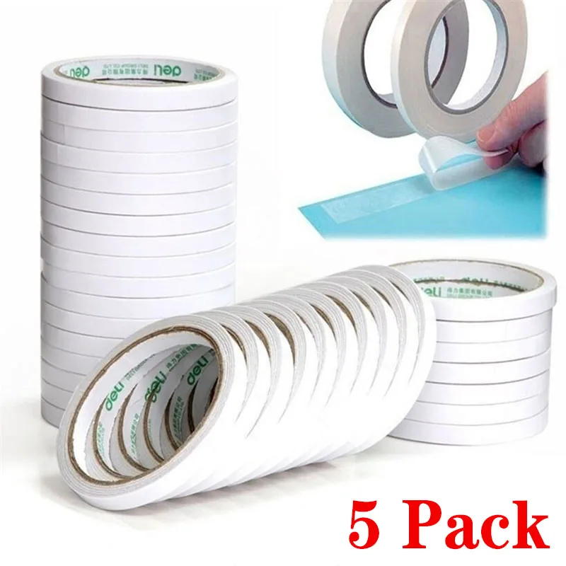 5 Rolls Double Sided Adhesive Tape White Super Strong Faced Tapes for Home DIY Craft Office Supplies | Обустройство дома
