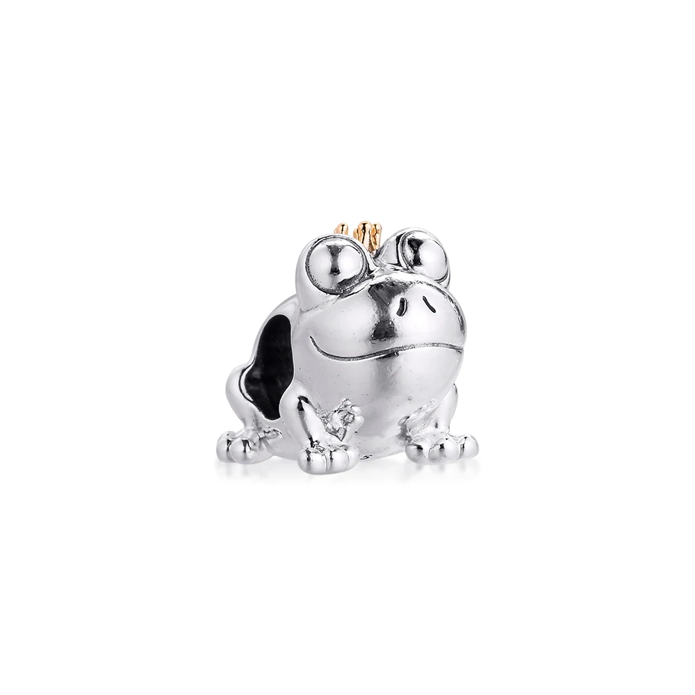 

Fits Europe Bracelet Two-tone Frog Prince Charm 925 Sterling Silver and 14k Gold Charms Beads for Jewelry Making rosario kralen