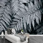 Пользовательские фотообои 3D Черно-белый папоротник растение листья Фреска гостиная телевизор диван спальня фон стены домашний декор Фреска