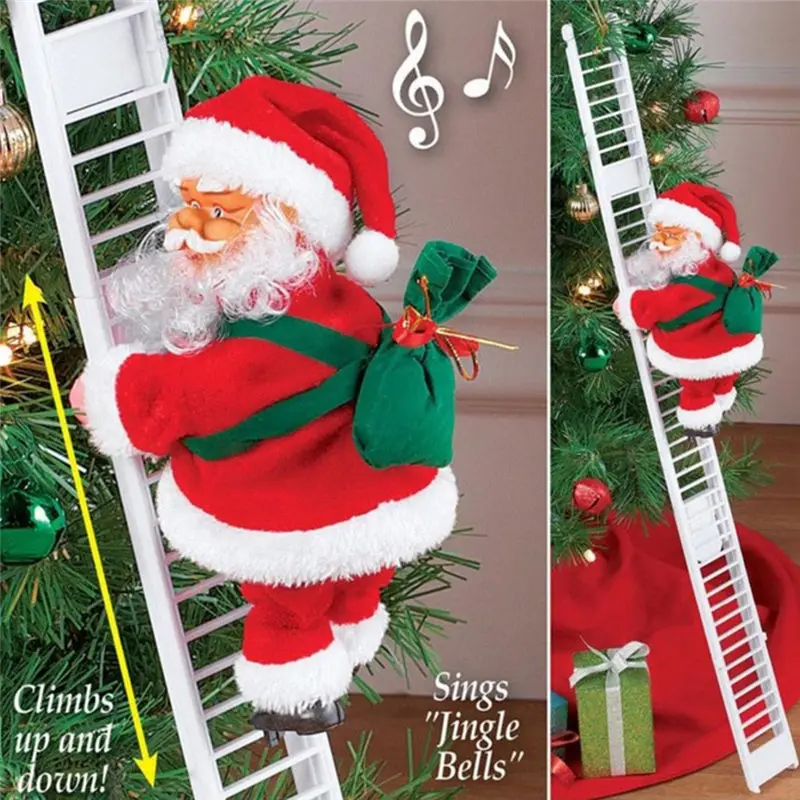

Electric Santa Claus Toys Climb Ladder Christmas Old Man Doll Music Creative Children Xmas Gifts Toy U3