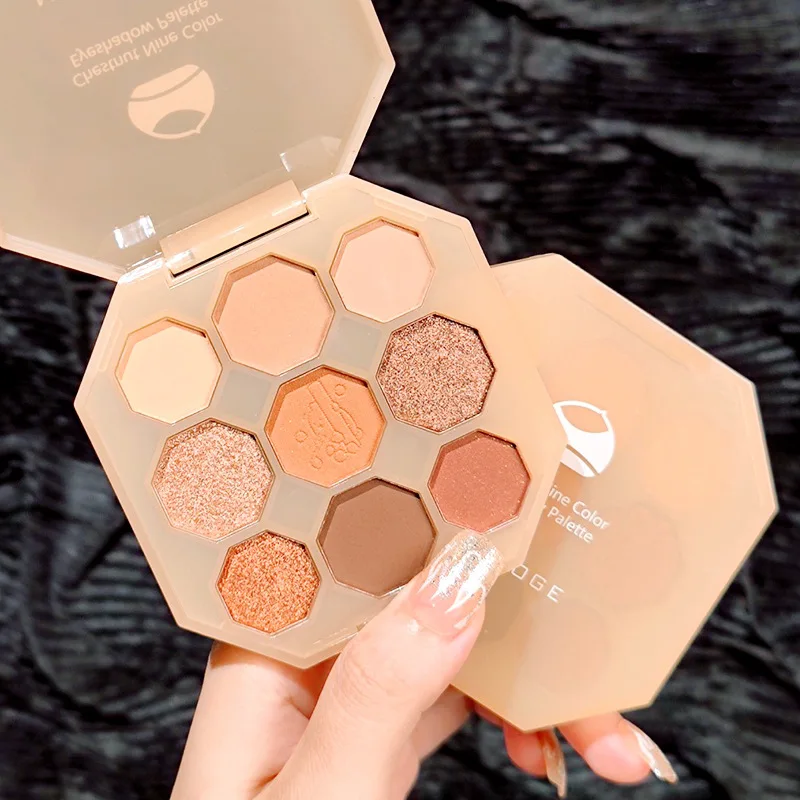 

New Nine-color Eyeshadow Palette Chestnut Nine Colors Pearly Matte Glitter Eyeshadow Makeup Palette Shiny Eyeshadow Eye Pigments