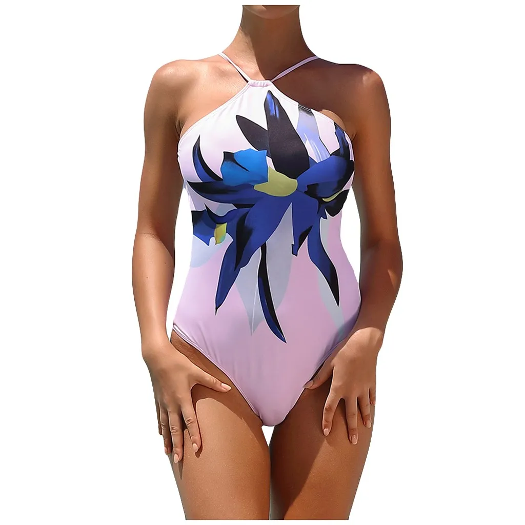 Сексуальный женский купальник SAGACE цельный бикини с цветочным принтом пляжная