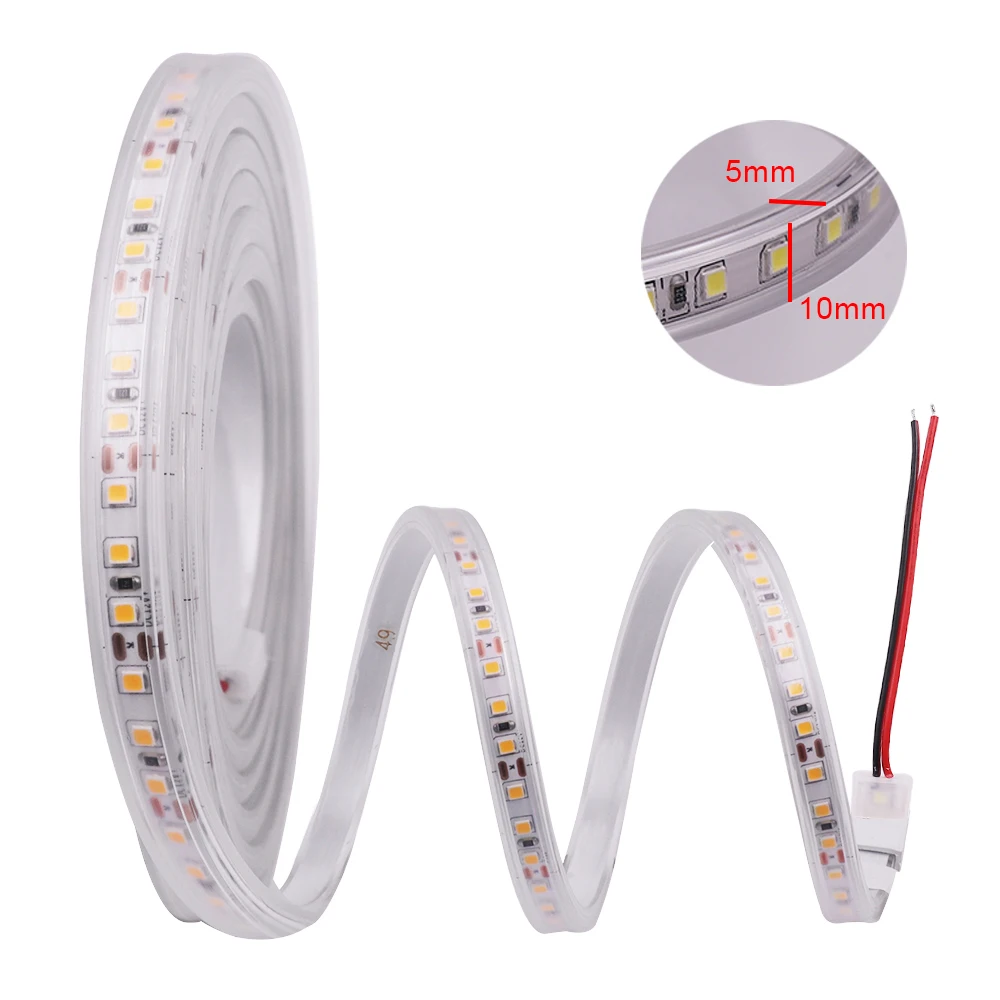 

12V 24V 120Leds/m IP67 Waterproof SMD2835 LED Strip Light Flexible LED Tape Ribbon Stripe String White/Natural White 4000K/Warm