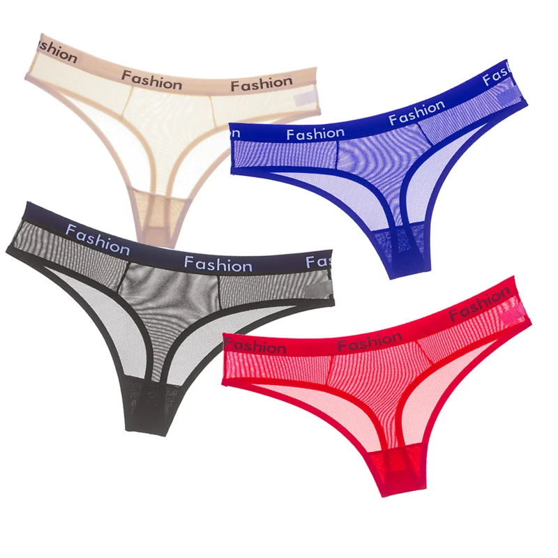 

Sexy Ladies Cotton Mesh Transparent Panties Thongs String Lingerie Fashion Low-Rise Women Underwear Seamless Briefs Underwear