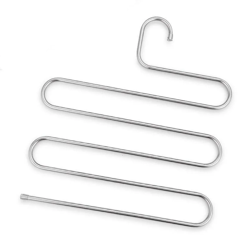 

Household stainless steel multifunctional S-shaped storage rack, multi-layer clothes hanger, non-slip and traceless trouser clip
