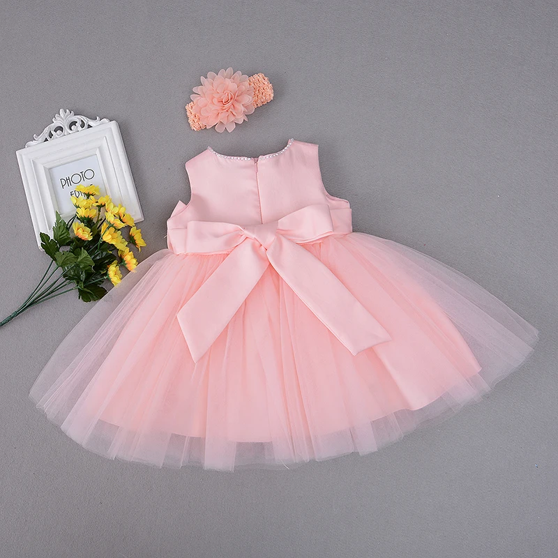 Платье для крещения маленьких девочек розовое платье первого дня рождения