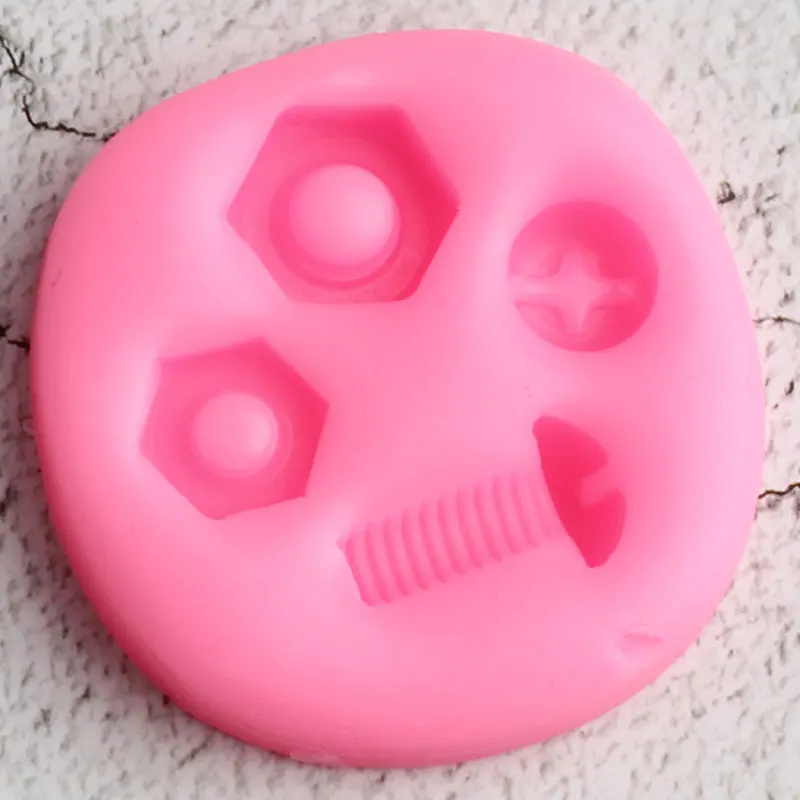 3D Screw Nut Silicone Mold Industrial Steampunk Hardware Fondant Molds DIY Cake Decorating Tools Clay Candy Chocolate Moulds