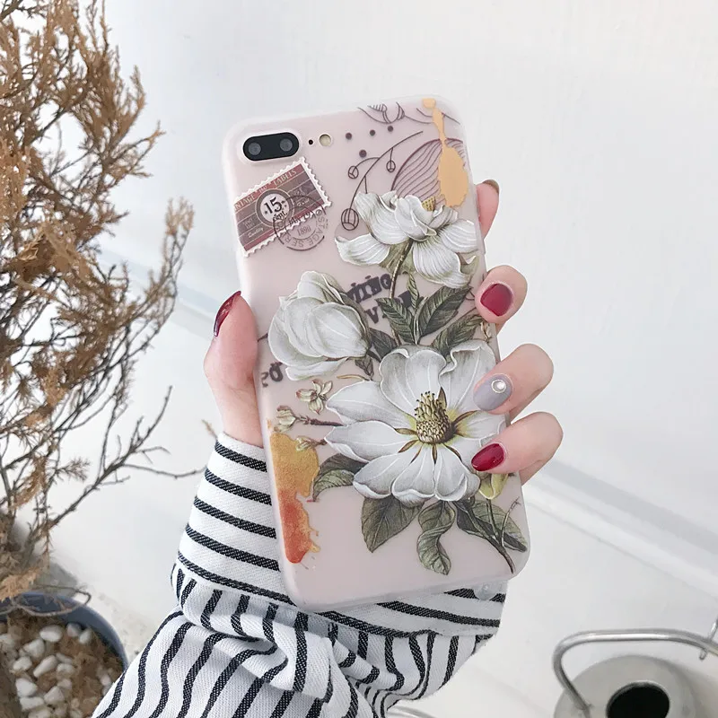 Floral Phone Case For Capinha iphone 8 6 plus XR XS Max 6s luxury Silicon Cover se 5s 5 7 x 10 Rose Animal | Мобильные телефоны и