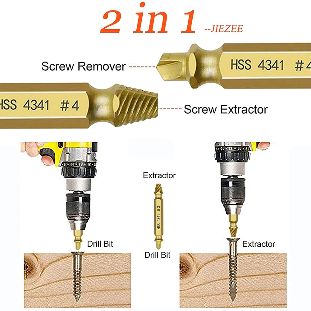 

6Pcs Damaged Screw Extractor Speed Out Drill Bits Tool Double Side Broken Bolt Remover Screw High Strength Accessories