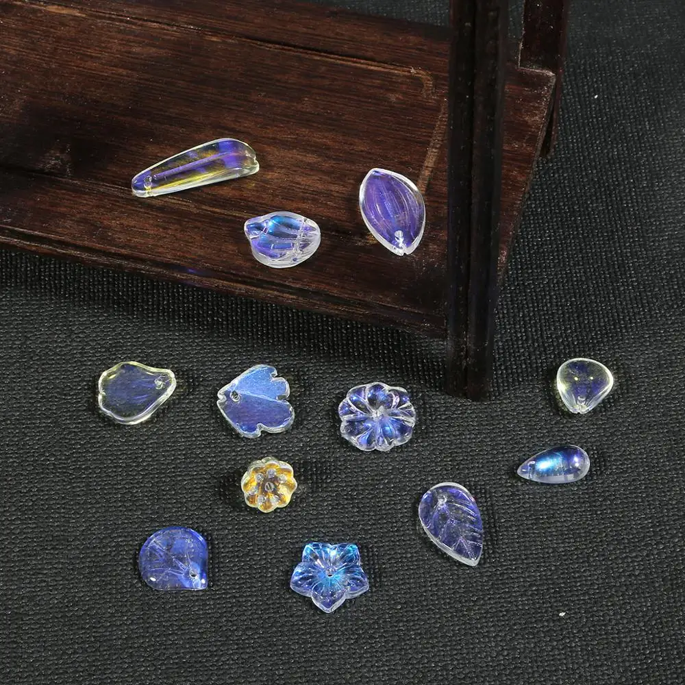 10 шт. размер отверстия 1 мм Стекло цветок/капли воды/свитшот с сердечками