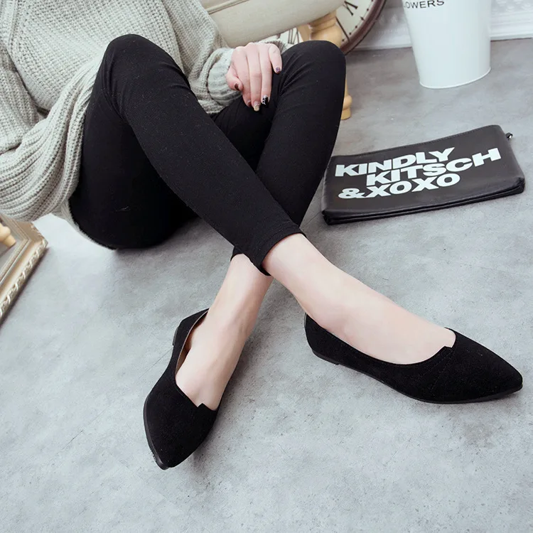 

Japanese Pink Beige Pointed Toe Female Women's Flats Shoes