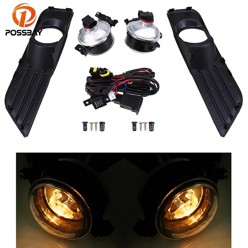 Решетки переднего и нижнего бампера автомобиля POSSBAY + Галогенные Противотуманные