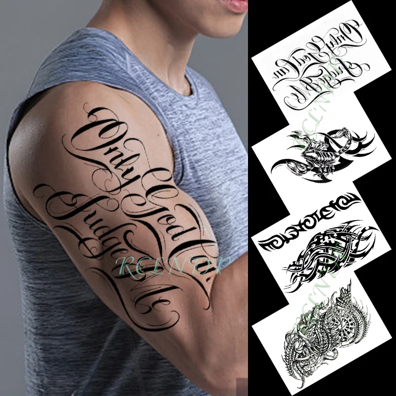 

Waterproof Temporary Tattoo Sticker scorpion fire line pattern word cool tatto flash tatoo fake tattoos for male men women