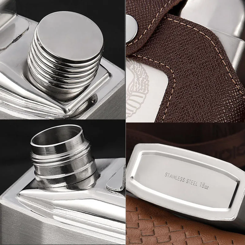

Stainless Steel Flask set for Alcohol 18 oz Hip Flask Funnel 4 cup Personalized Leather Flask Alkohol Wisky Liquor Whisky Bottle