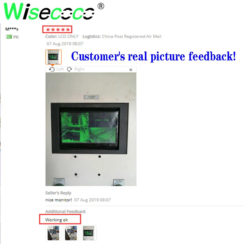 Wisecoco 7 дюймов 1024*600 ips экран дисплей ЖК TFT монитор EJ070NA-01J с драйвером плата управления 2AV HDMI VGA для Raspberry Pi