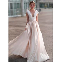 lace appliques wedding women dresses 2019 new design illusion back bride dress long train dress whiteivory tailored